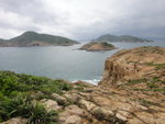 上山遙望火石洲(左)及沙塘口山(右), 海中心是楝心3洲
DSC01415