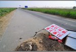 we drove through this road and found that it cant cross so we went back and saw this sign...