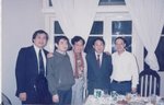 03/1995　 河內　（左起）留在越南的關啟文，洪紹群與來自柳州的李汝建，北京的李軍，香港的趙崇慶相見歡．