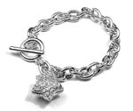 Vnada Silver Metal Circle Link Chain Bracelet with T Bar and Star Charm $ 299