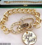 Juicy Couture--LOGO金色圓牌水晶手鍊-$499