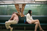 往平溪列車上的台妞