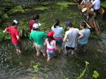 Some colleagues got down to catch the shrimps