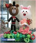 LINE 熊 & 兔 氣球結婚公仔擺設