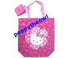 KT930479 Hello Kitty 粉紅色易收藏捲摺式購物袋 - $35