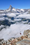 我們一會兒就要再搭一次大吊車返回雲霧中的Blauherd，開始行山旅程。