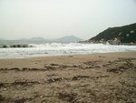 早上水漲 , 沙灘頗大浪
