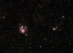 三裂星雲 Trifid Nebula（M20星雲）及 礁湖星雲 Lagoon Nebula （M8星雲)