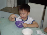 Hei Hei eating