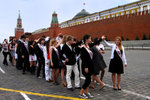 Students celebrating their graduation in Red Square.
