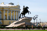 Monument of the Bronze Horseman (Peter the Great with his horse steps on a snake), in Senate Square, near St. Isaac's Cathedral.
