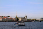 Neva River, with 'Peter & Paul Fortress' (easily visible for its tall & golden spire) on the Northern Bank.