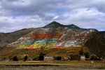 Tibetan Prayer Flags on hill slope, near XinDuQiao 新都橋
