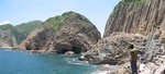 The coast of Po Pin Chau, with Twin Caves孖洞 on the left.