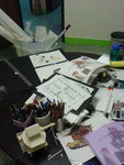 working in c wong's art studio. all in a mess!!