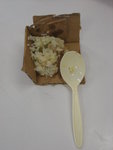 my tiny lunch. thx kayly who cuts the pizza box to be our food containers =]