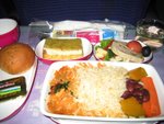 curry prawn on plane to Hong Kong