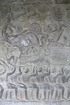 在吳哥窟迴廊牆上的浮雕壁畫