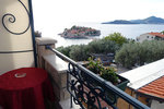The gem of this inn. A view of Sveti Stefan from our balcony!