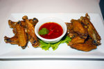 The fried (and chopped) chicken wings were good