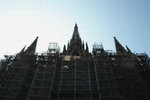 Front view of Barcelona cathedral, under renovation