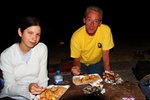 Enjoying the dinner... my chicken is totally burnt!