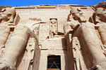 Entrance of the Great Temple of Abu Simbel. Above the entrance is a statue of Re-Harakhty