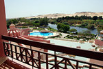 View of the pool and the Nile from the balcony of my room