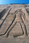 Carvings of Horus the falcon god at the front of the temple