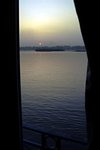 Watching the sunset from inside the cabin.