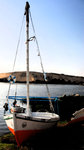 One of the boats moored at the Elephantine Island, where the Nubian village is.