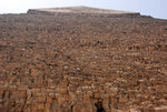Khafre: The only of the three pyramids that still has the limestone casing on the top.