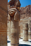 The columns at the chapel of Hathor. Each of these twelve is topped by the goddess' image