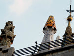 A sneak peek at the famous chimneys on top of Palau Guell, which is closed currently for renovation into a restaurant