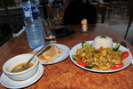 10/9 dinner - Chicken Curry + Onion soup + water (JD 10) Didn't look very Traditional Bedouin Cusine to me.