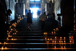 Leaving the crypt by taking the same flight of stairs up... I just had to be careful not to knock over these candles!