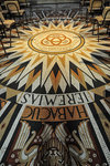 The floor is decorated with the symbols of the Zodiac, names of Prophets, and a verse from Proverbs (8, 23-25) written on its circumference.