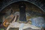 Station XI - Crucifixion: Jesus is nailed to the cross. This is found on the upper level of the Church