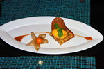 Banana Terrine with mango sorbet