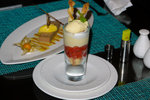 Desserts - Pineapple Meringue in glass and Marzipan biscuit?