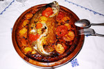 and Fish Tajine (22 EUR) with moroccan salad, beer, choc moouse... btw fish in fes is hard to find