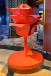 Red, metal rose at the Grand Foyer, again, does not blend in to the rest of the scene