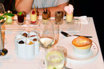 The desserts were: Grand Marnier Soufflé, Le Petit four and a selection of trifles and mousses