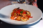 Pasta Chimayo Linguine with grilled shrimp, red and green peppers and lobster sauce