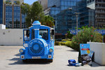 This is the The Piraeus Blue Fun Train that will take you around the city
