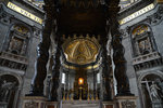Bernini's 29m high Baldacchino is supported with 4 spiral columns made with bronze taken from the Pantheon. It stands above St. Peter’s tomb