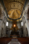 The apse, with the chair of St. Peter, also sculpted by Bermini. The dove on the stained glass is the symbol of Holy Spirit.