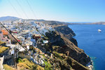The breath-taking view of Fira just outside the cable car station