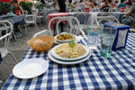 2 tapas? (Tagliatelle Carbonara & treated Mushrooms) + water (EUR 20.20), Plaza Mayor -- 7th July 2006