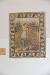 This mosaic depicts a woman gathering fruit which symbolizes summer